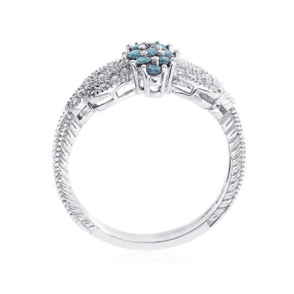 0.30 Carat Blue and White Diamond Women Ring - Picture 6 of 7